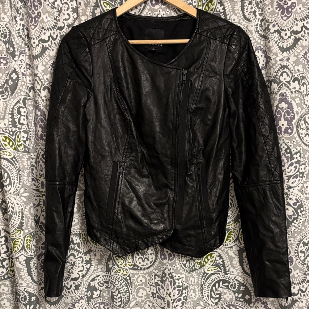 🖤 TROUVÉ Black Leather Paneled Jacket